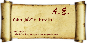 Adorján Ervin névjegykártya
