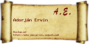 Adorján Ervin névjegykártya